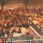 Salford Red Devils fans flares throwing beers two arrests Hull KR