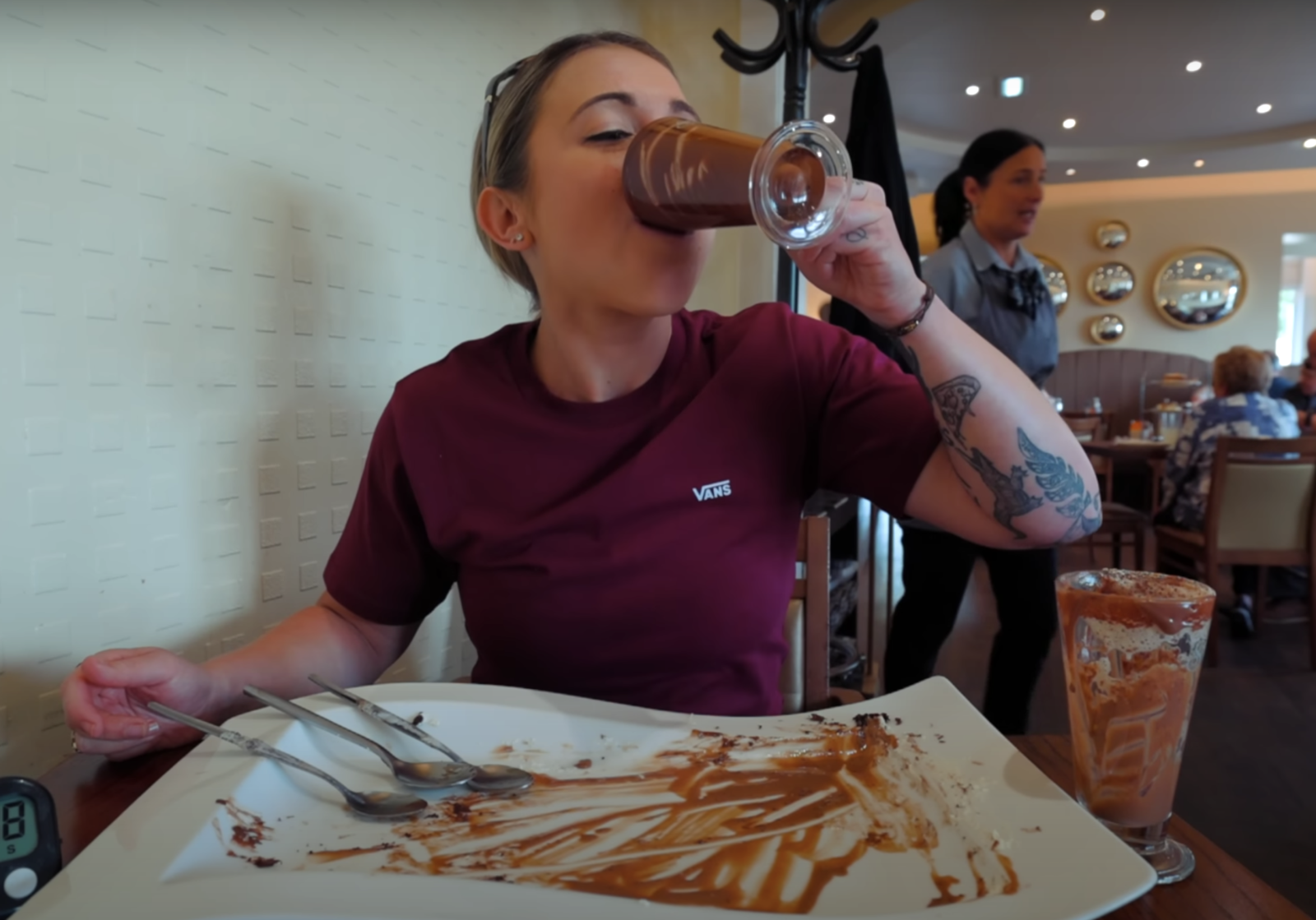 Katina Eats Kilos taking on the Slattery Chocolate Challenge. Credit: YouTube