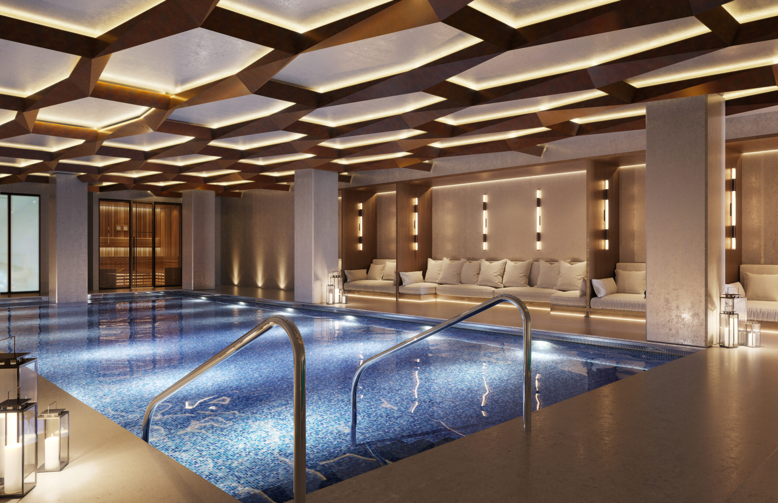 A pool at the W Hotel and Residences at St Michael's, Manchester.