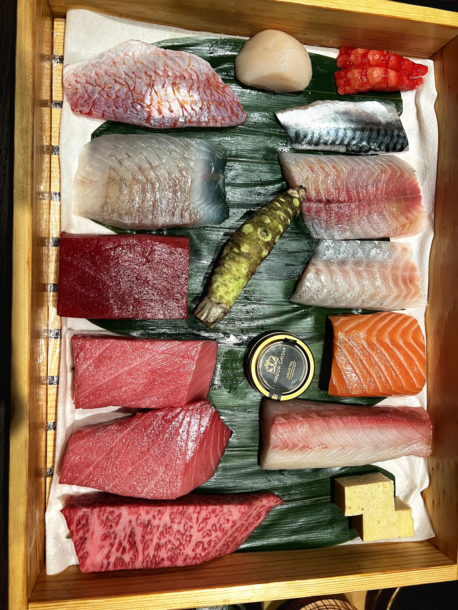 The day's Omakase ingredients are presented to you before you eat