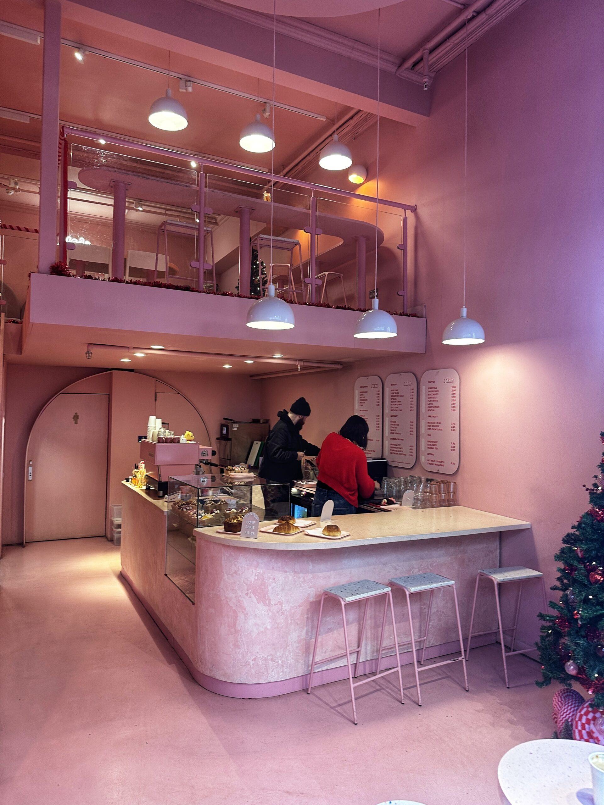 Inside Loaf's all-pink cafe on Oxford Street. Credit: The Manc Group