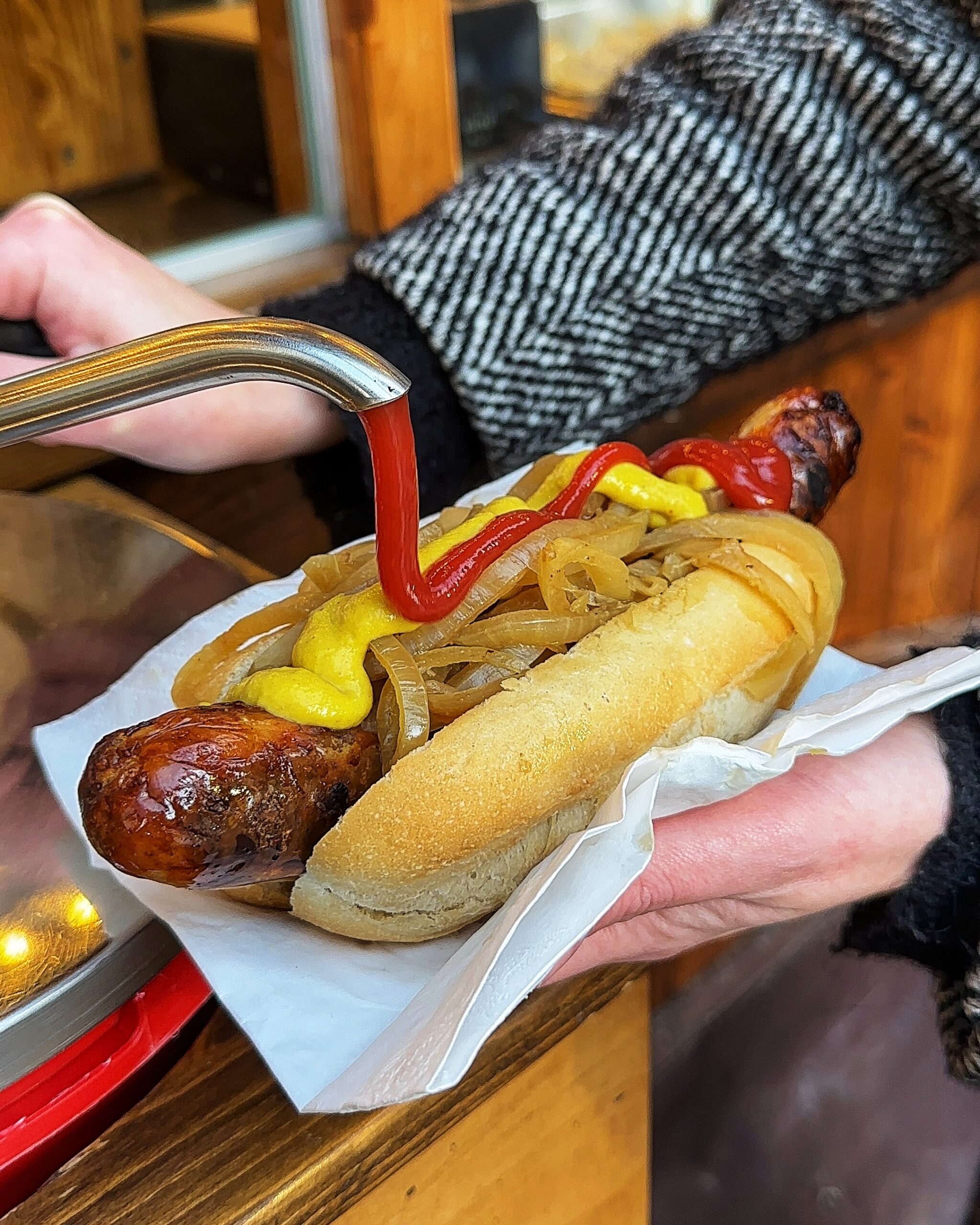 A classic bratwurst at the Manchester Christmas Markets.