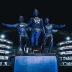 Colin Bell Francis Lee Mike Summerbee statue Manchester City Etihad Stadium