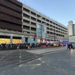 Shoppers evacuated from the Arndale Market in Manchester after a fire set off the sprinkler system