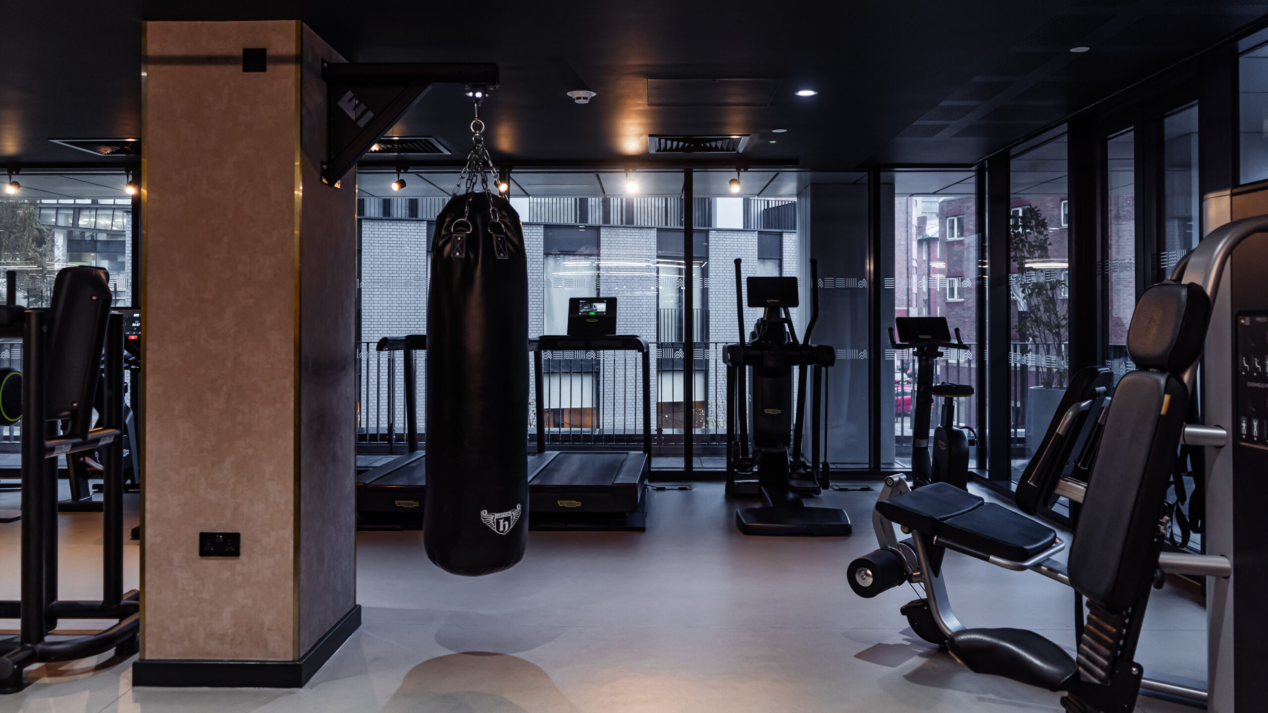 The gym at the Manchester apartment, which is off Angel Meadows
