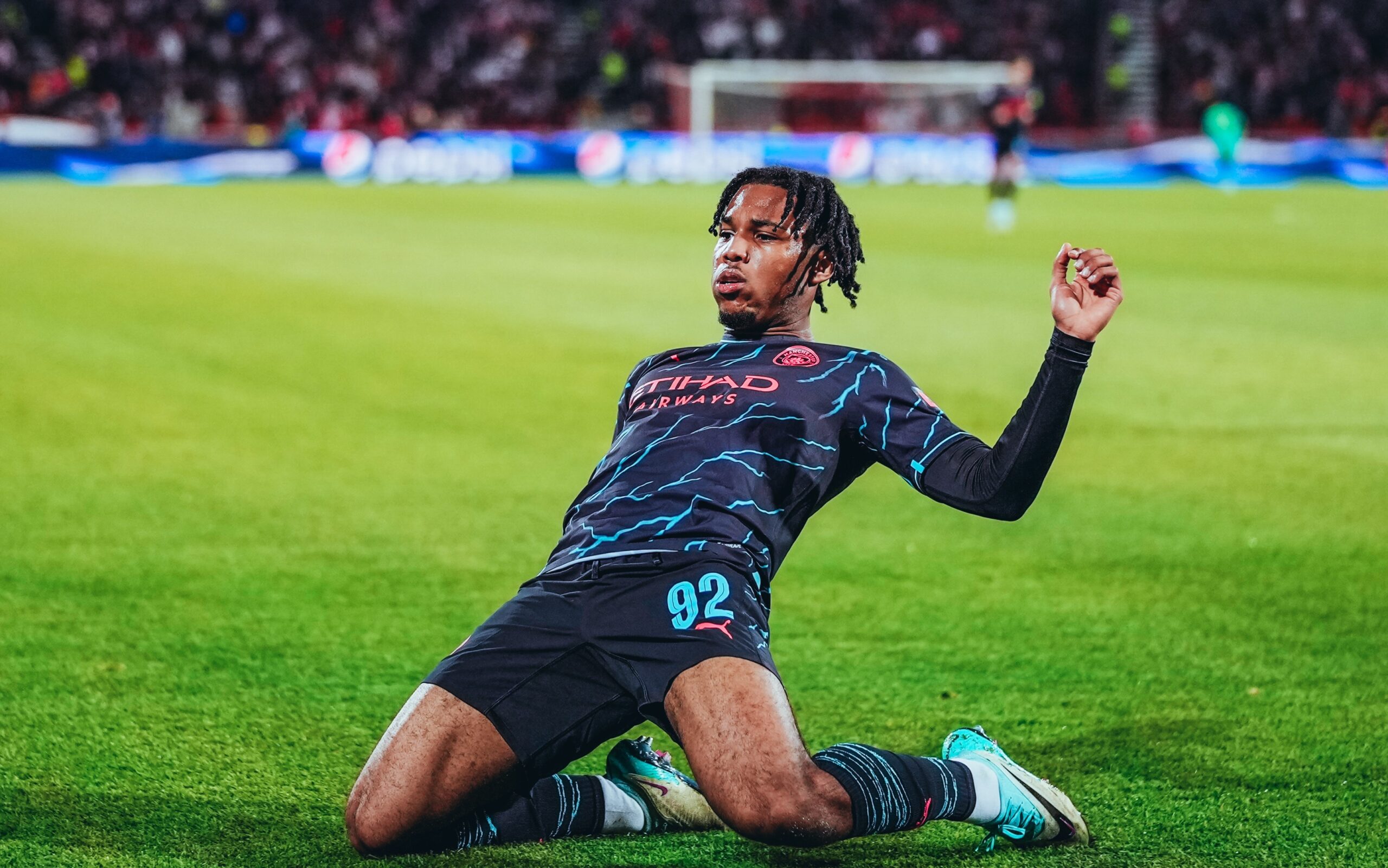 City youngster Micah Hamilton who was a ball boy scores on debut