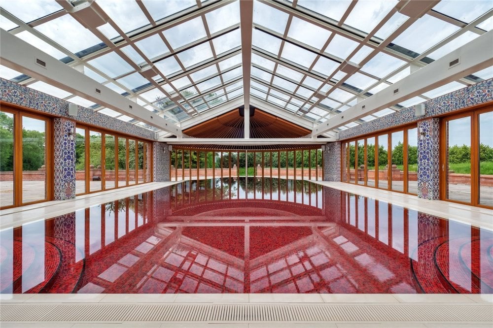 The Saltburn-style Cheshire mansion has a red swimming pool