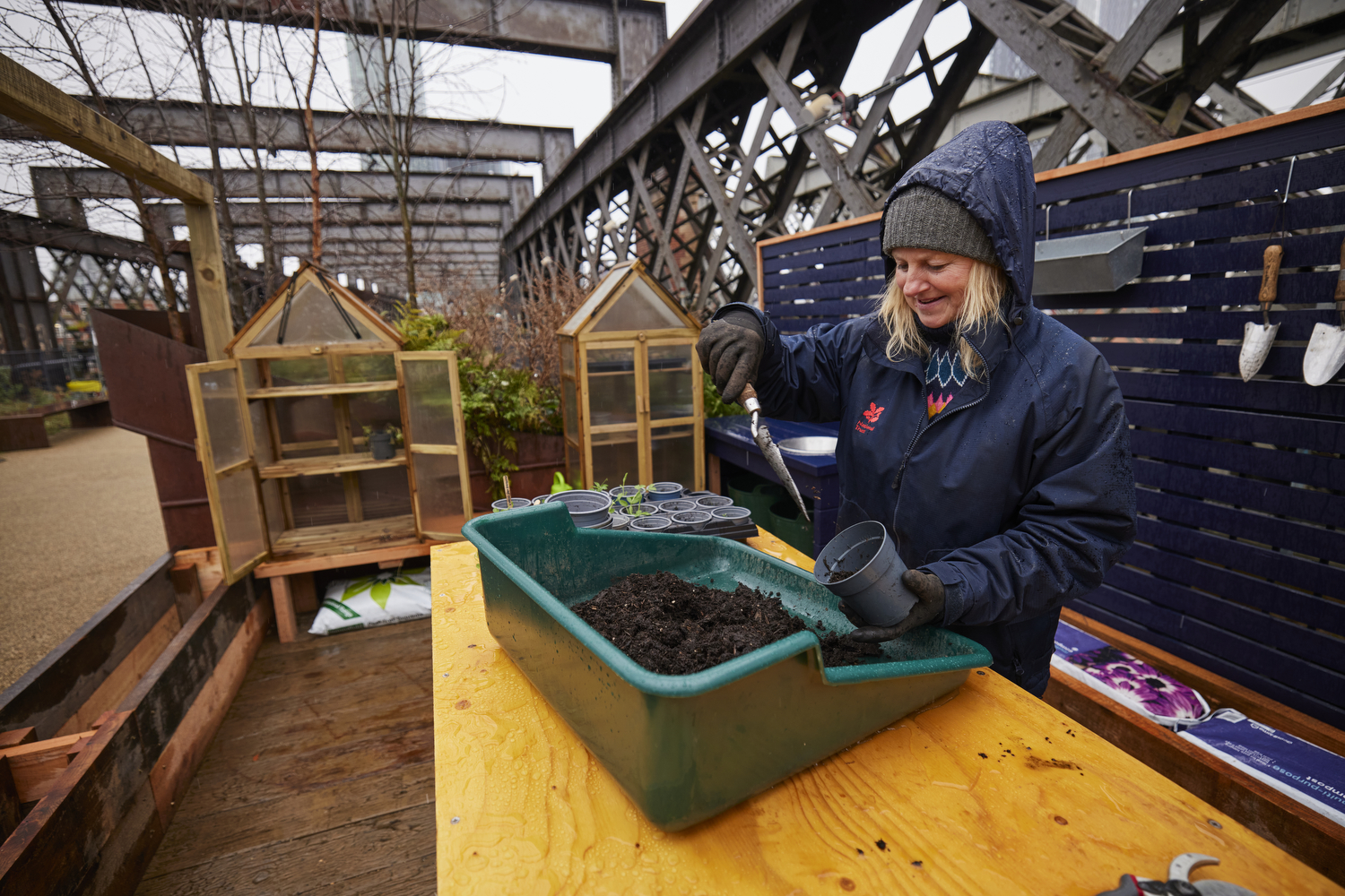 National Trust head gardener nancy and  Kate Picker visitor operations and experience manager   Manchester’s  Castlefield Viaduct sets to re-open after the winter months.