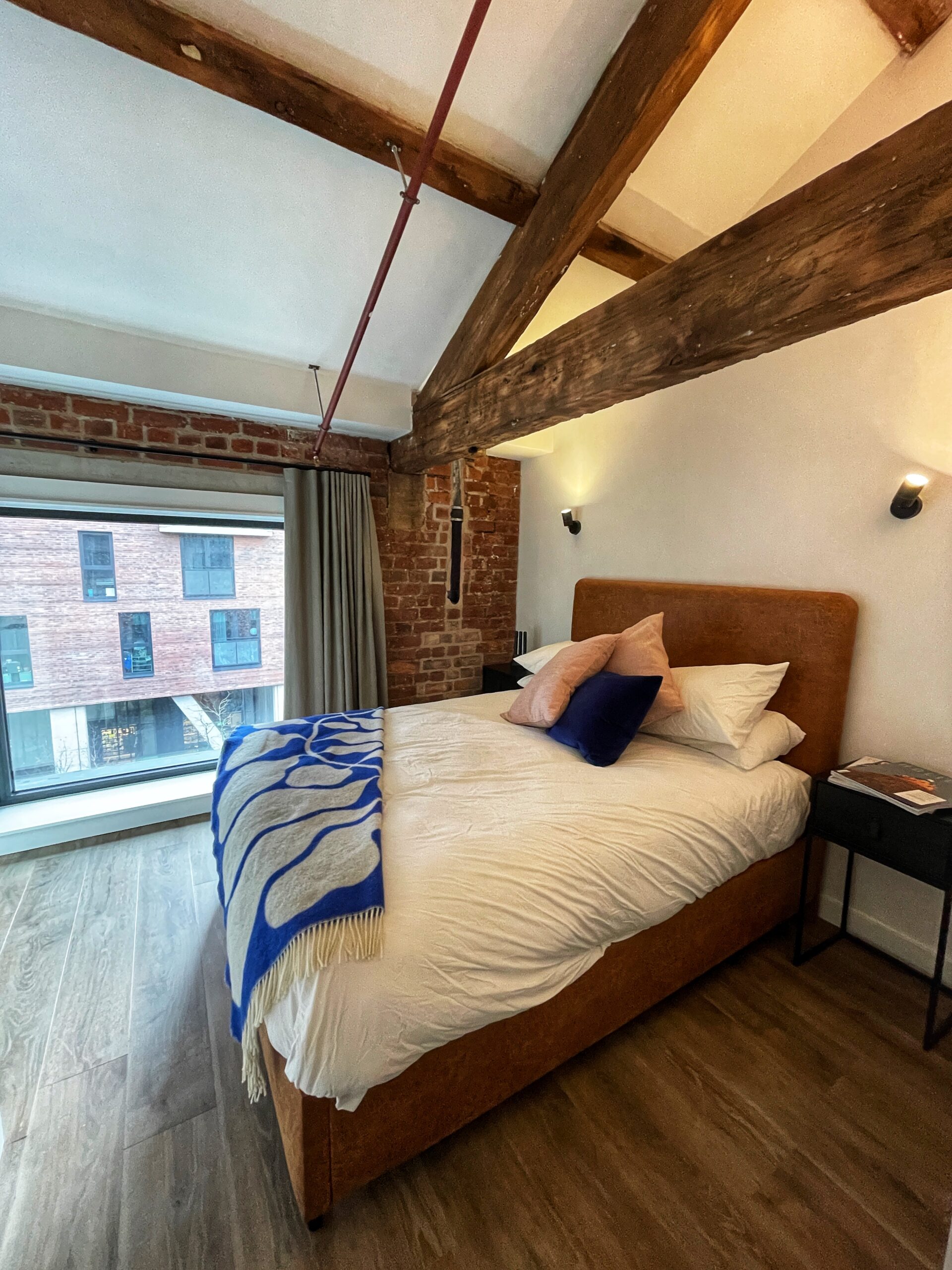 The master bedroom in the Minshull Street apartment at Kampus