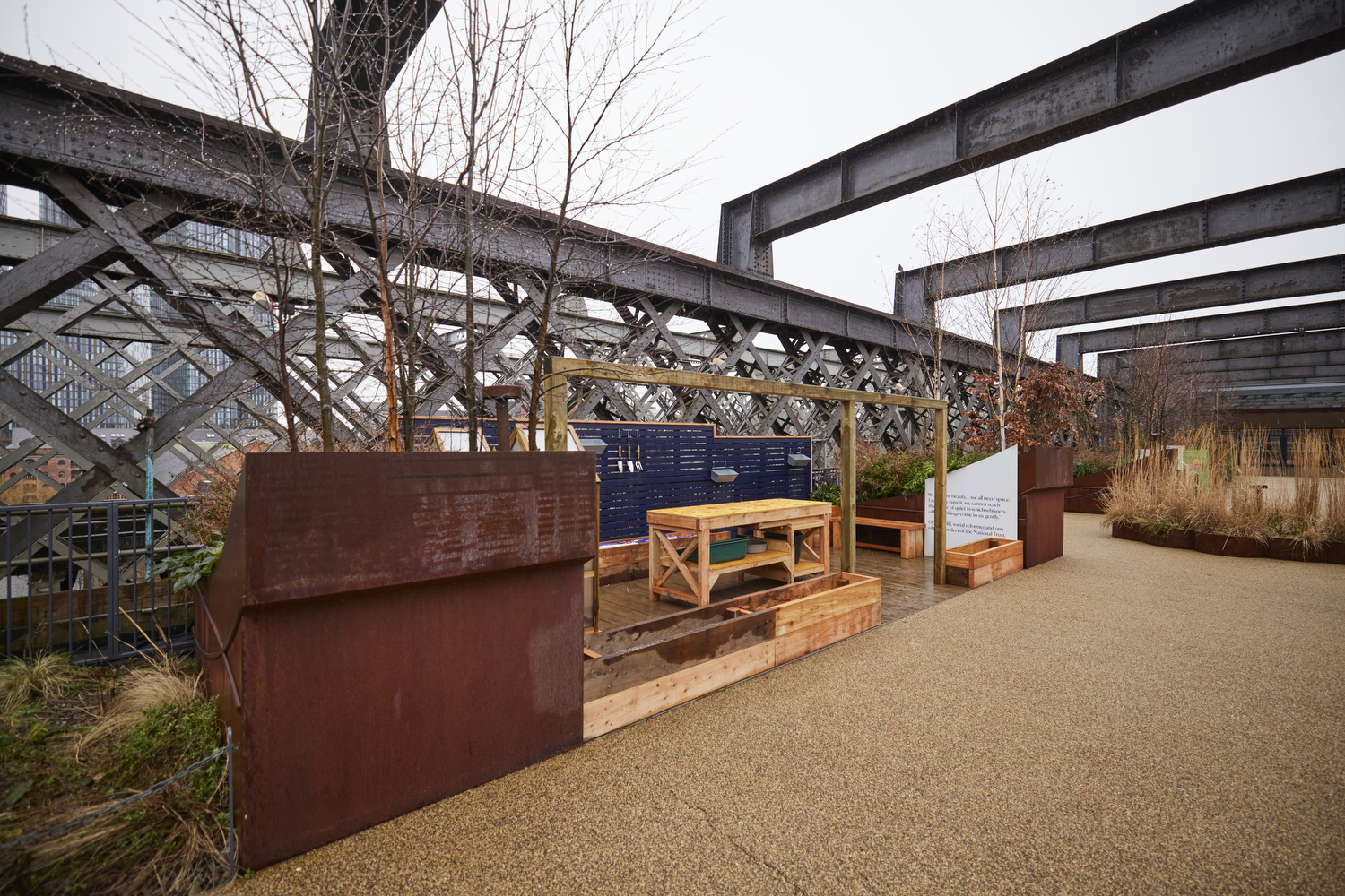 National Trust head gardener nancy and Kate Picker visitor operations and experience manager Manchester’s Castlefield Viaduct sets to re-open after the winter months.