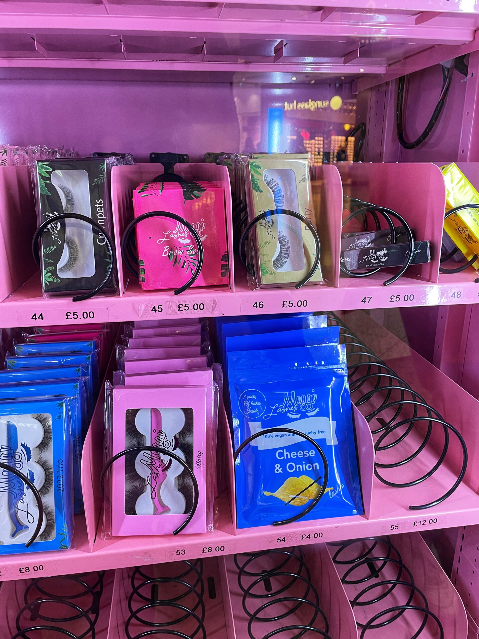 A vending machine selling false lashes in the Manchester Arndale