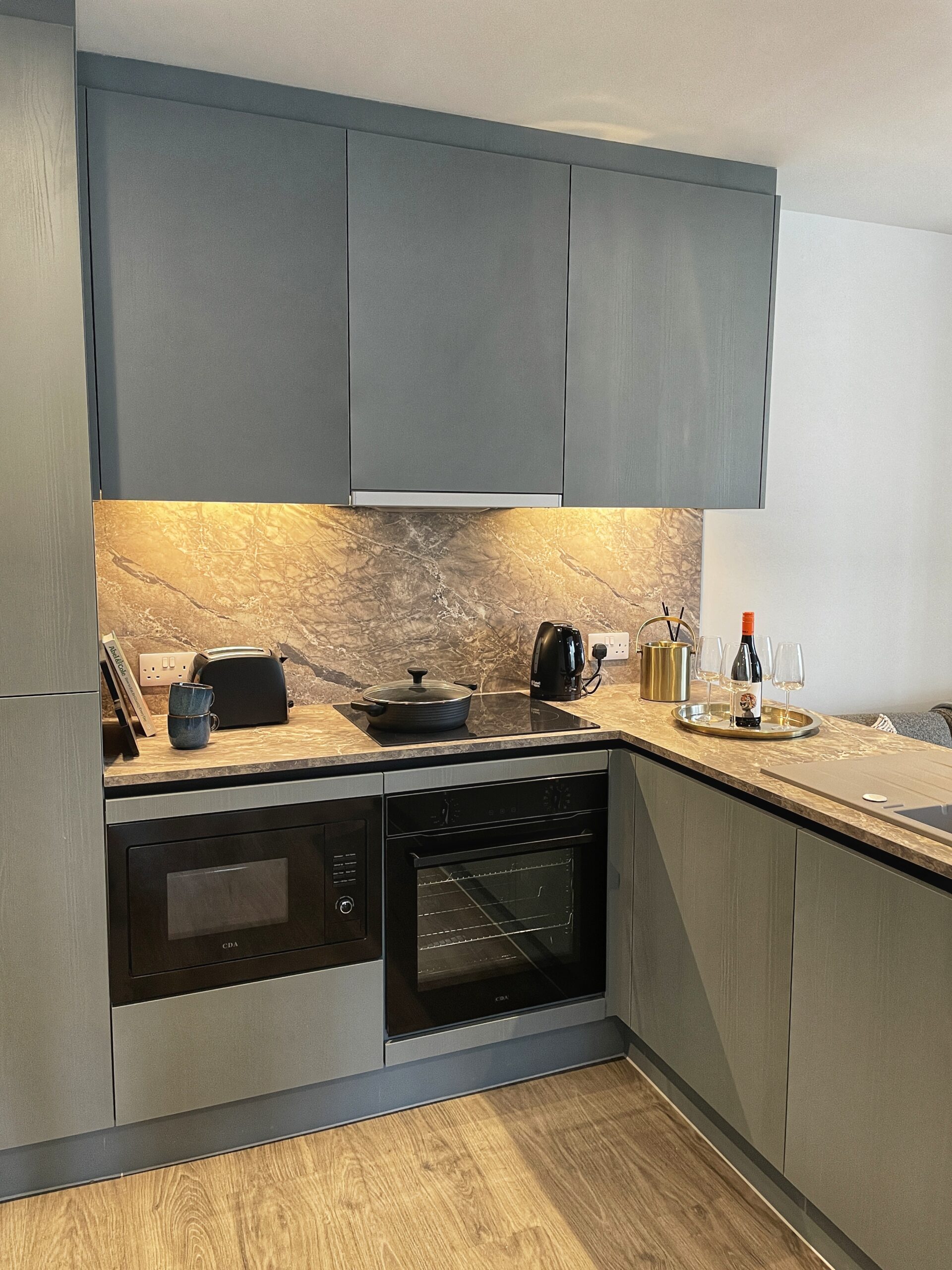 The co-living kitchen inside the apartments