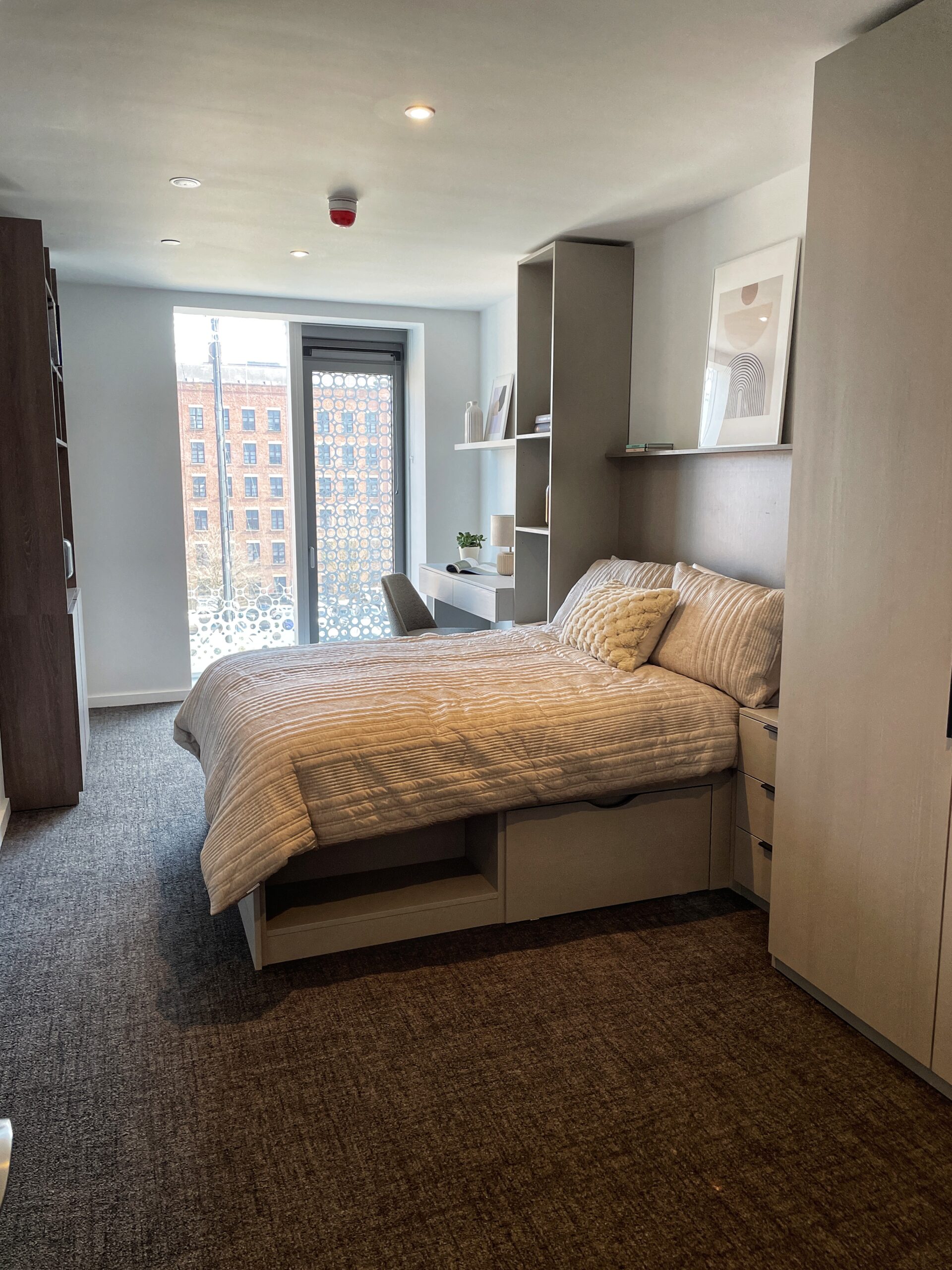 One of the double bedrooms in the co-living apartments at Square Gardens in Manchester. Credit: The Manc Group