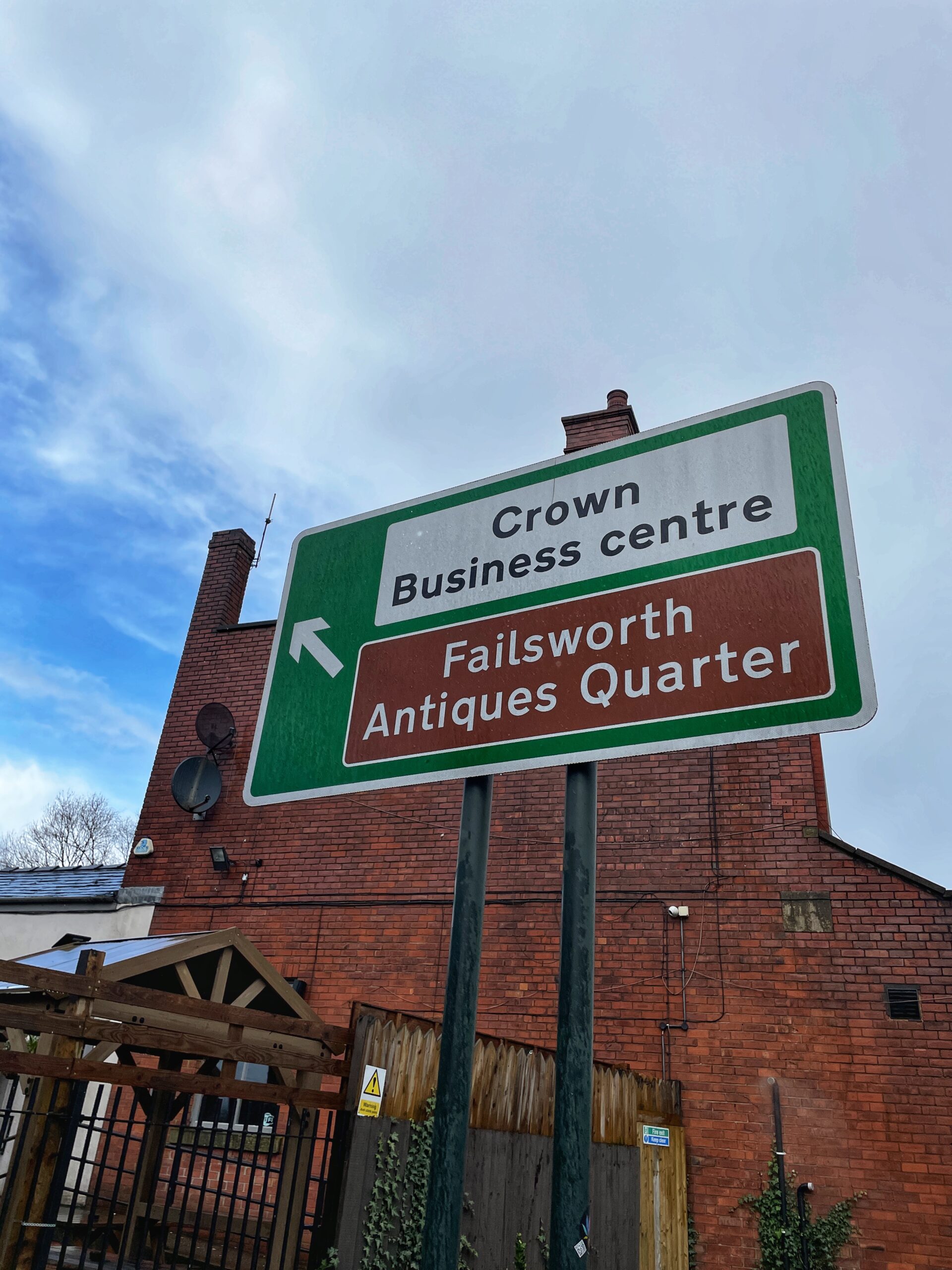 A sign officially marks the Failsworth Antiques Quarter. Credit: The Manc Group
