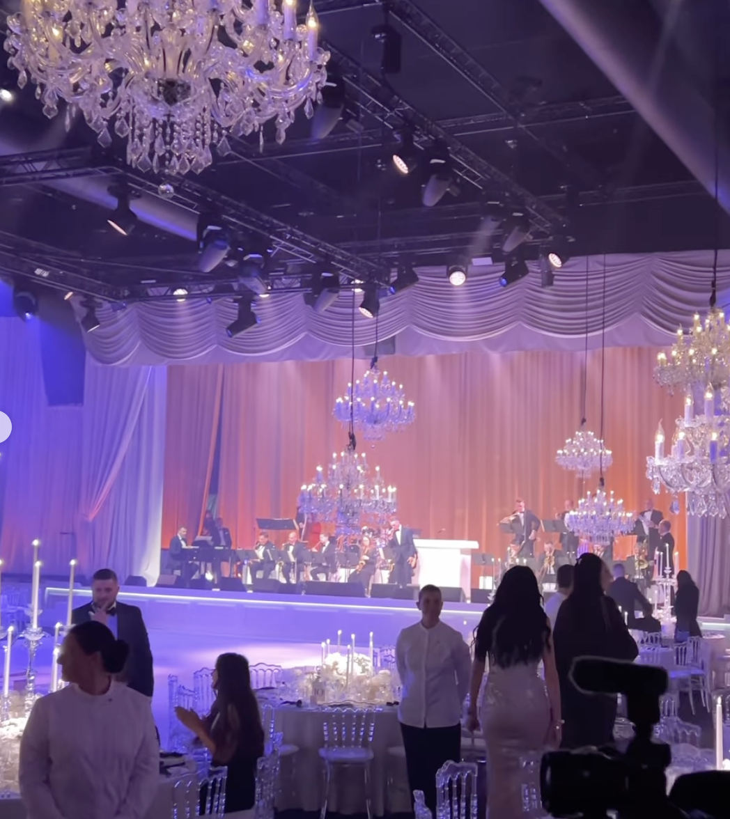 Scott Thomas shared a glimpse into the lavish black tie wedding reception of PrettyLittleThing founder Umar Kamani