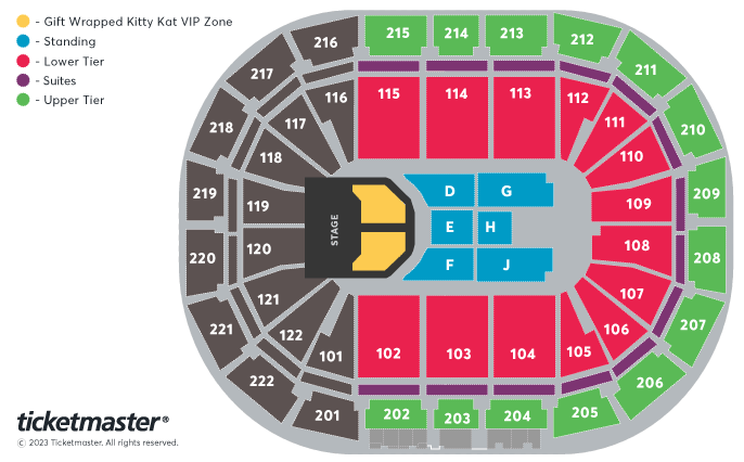 Seating chart for Girls Aloud at the AO Arena in Manchester