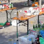 Man City fans leave litter all over Cutting Room Square
