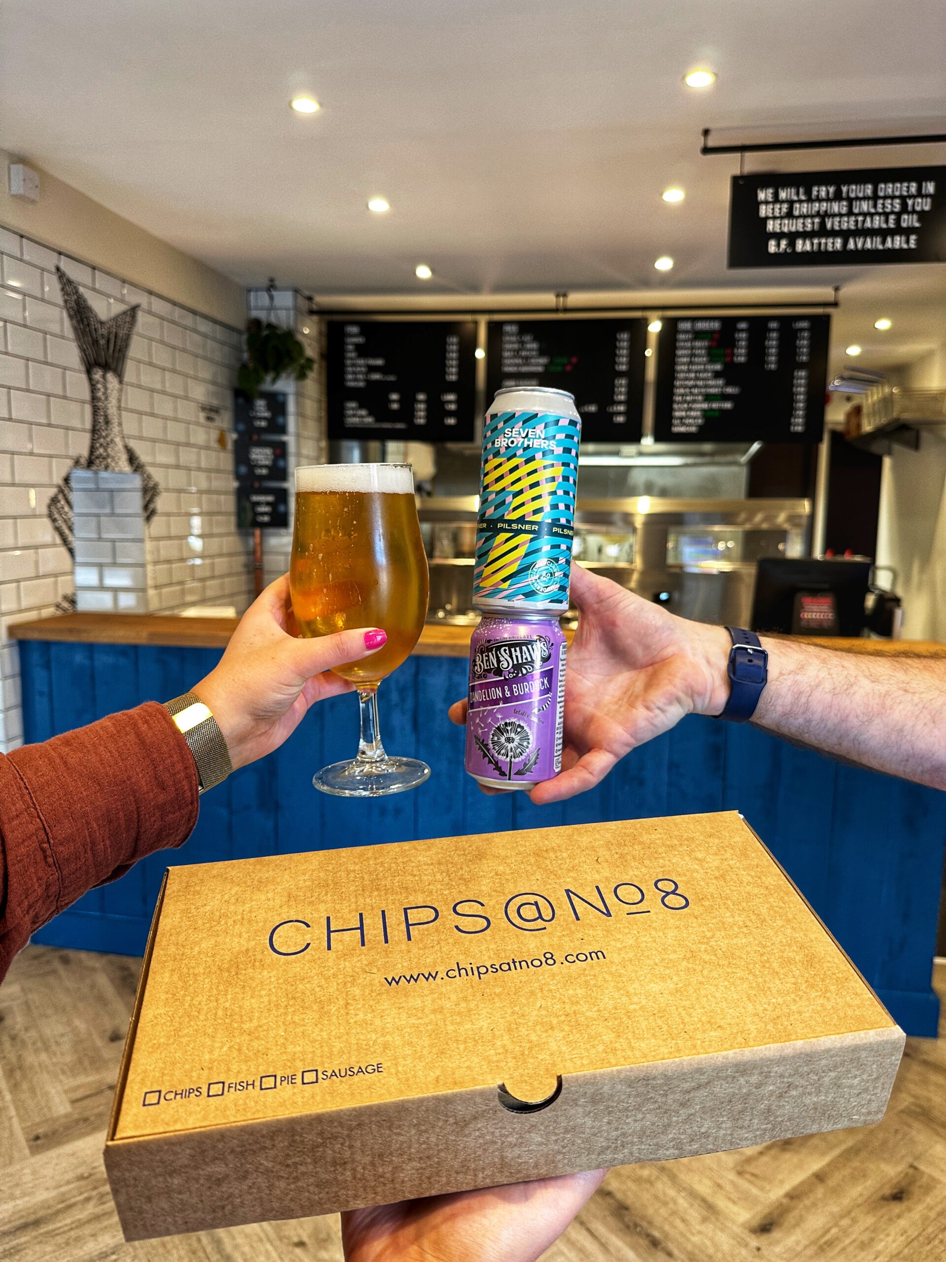 You can now get cans of local beer to take away with your chippy tea