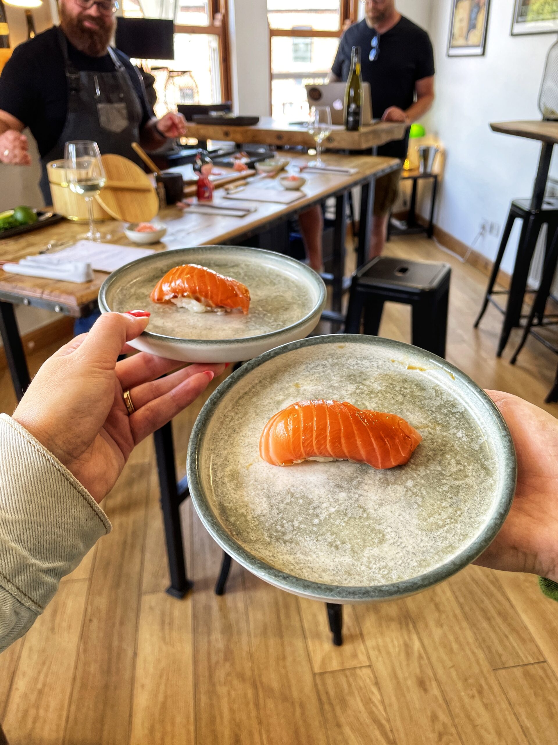 Salmon nigiri at Sushi Pod