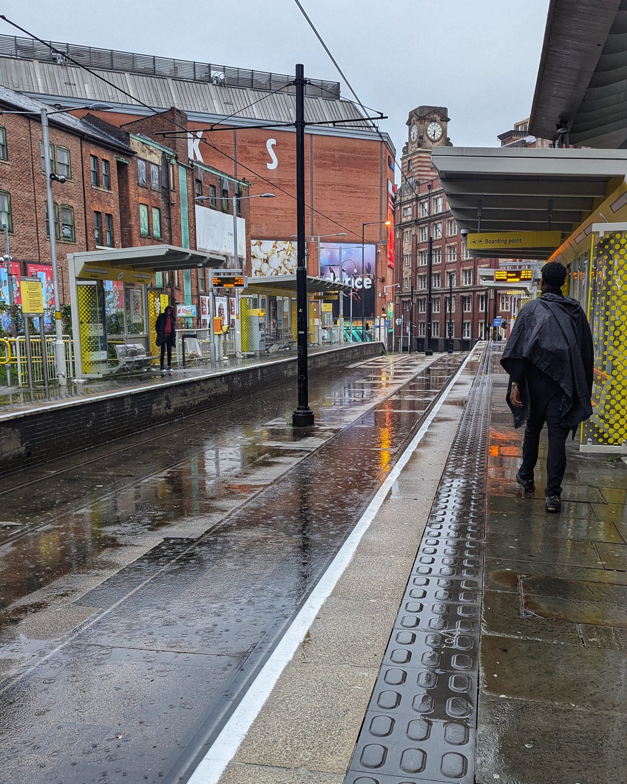 Flooded tram tracks at Shudehill. Credit: The Manc Group