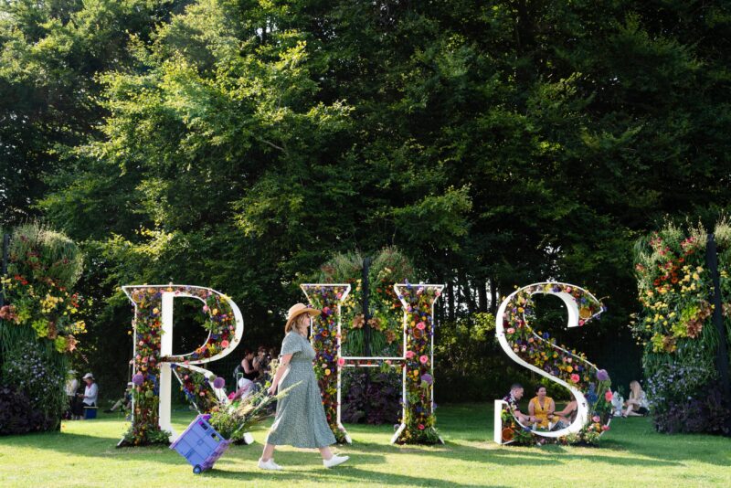 The floral RHS letters at RHS Tatton Park Flower Show 2021.