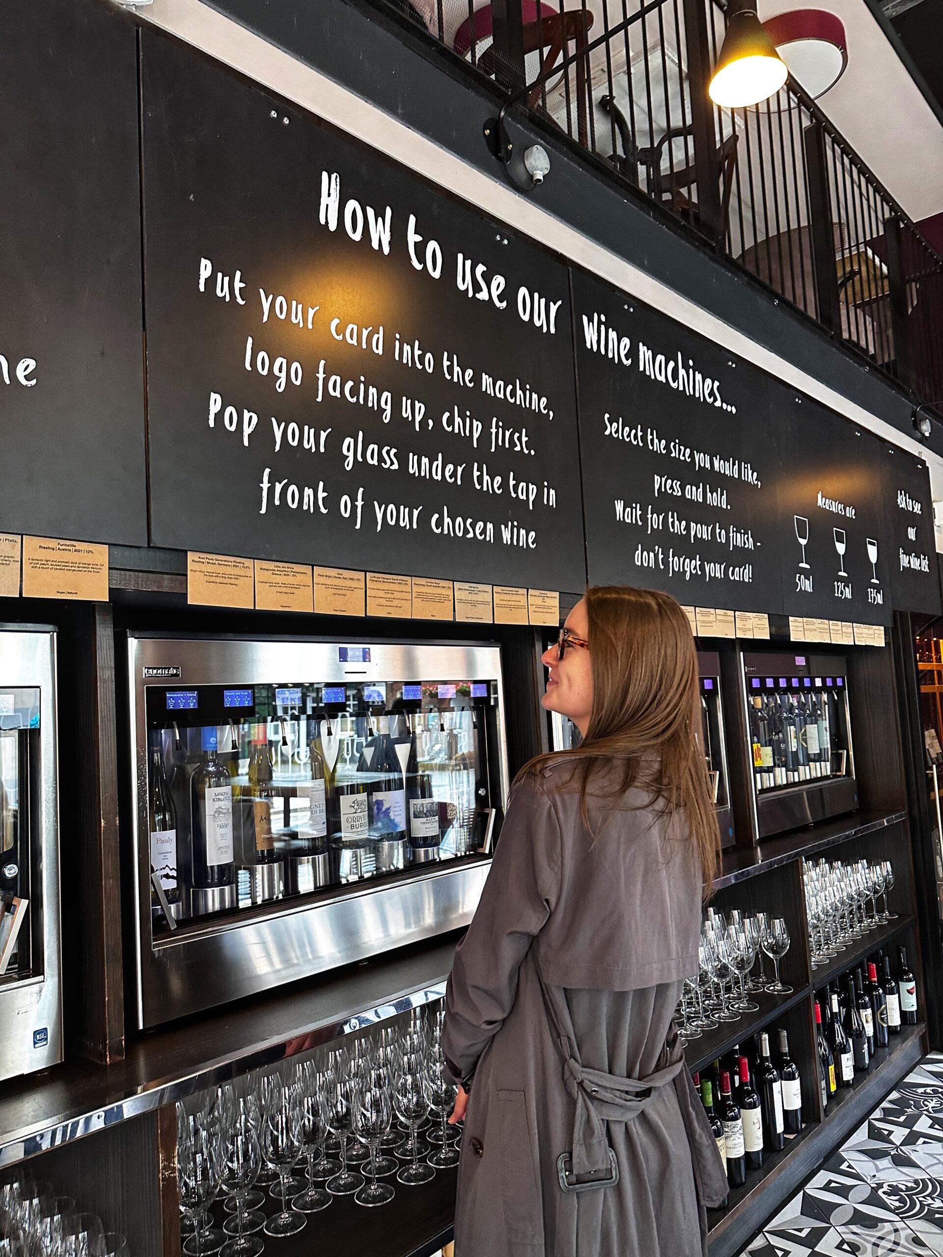 You can pour your own wine at the tasting machines