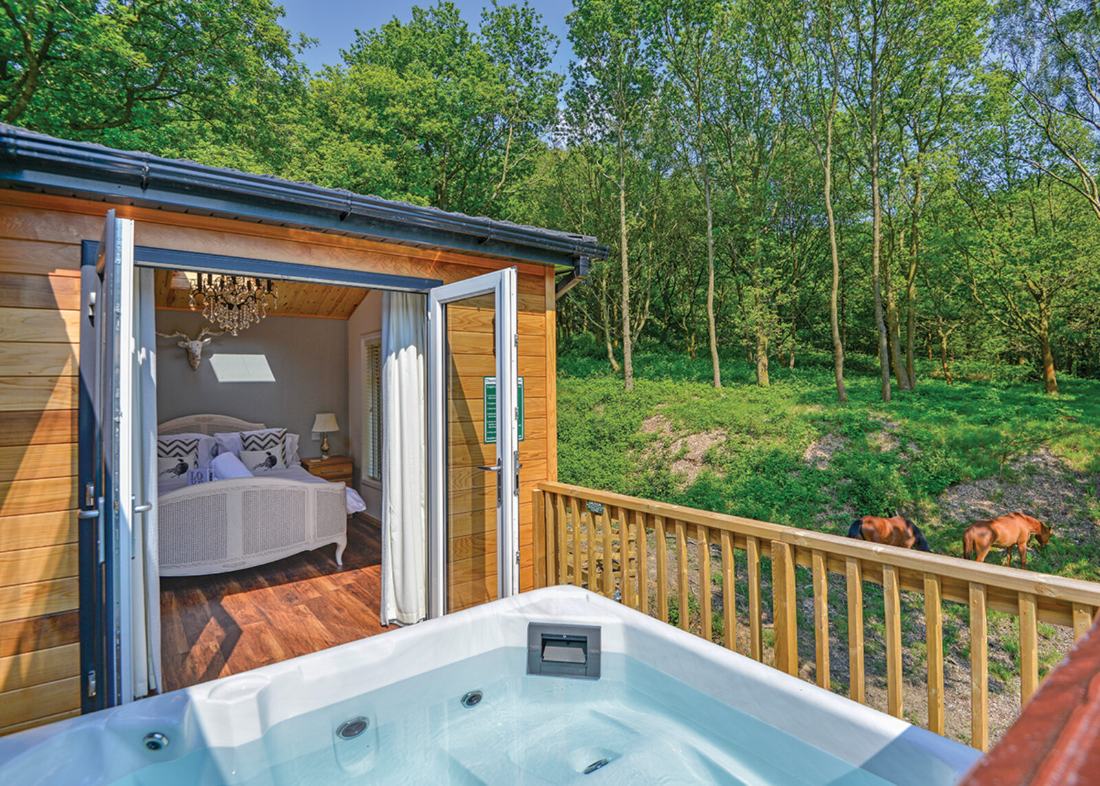 Hoseaons has a wealth of hot tub holidays near Greater Manchester. Pictured here is Charlesworth Lodges.