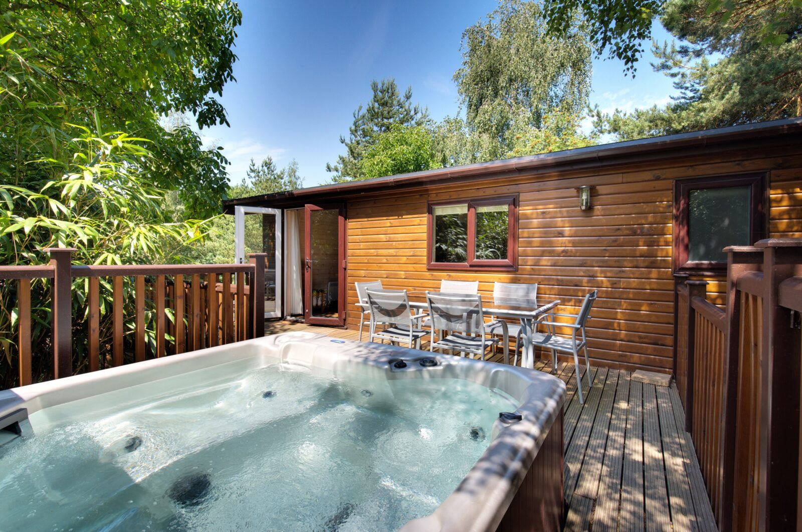 You can book a hot tub staycation at Sandybrook Lodges not far from Greater Manchester