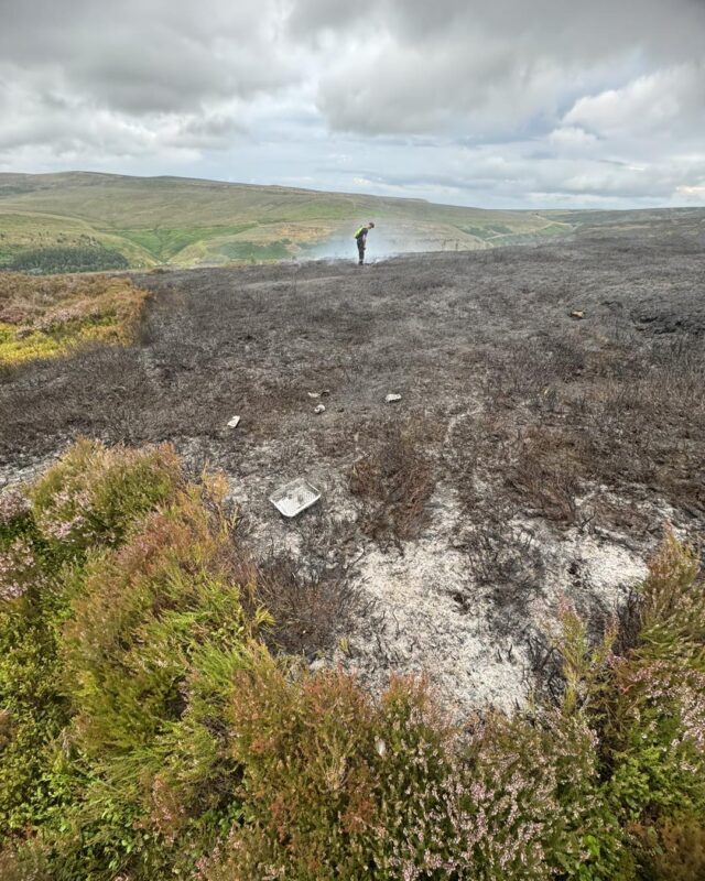 Woodhead in the Peak District was left in this state after a fire caused by a disposable barbecue. Credit: Facebook, Chapel on Call Fire Station