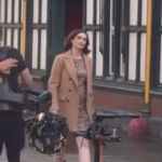 Sophie Ellis-Bextor filming in Stockport market place