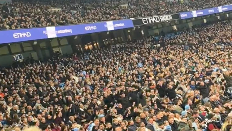 FC Twente fans full empty Man City seats