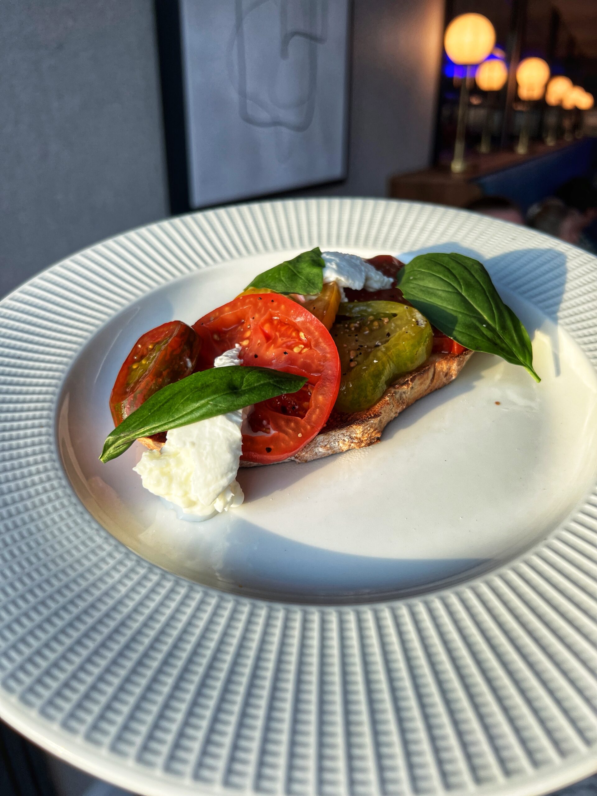 Heirloom tomato and mozzarella bruschetta at the Marian Resort & Spa