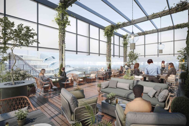 The proposed rooftop bar space at the new hotel in NOMA, Manchester. Credit: NOMA