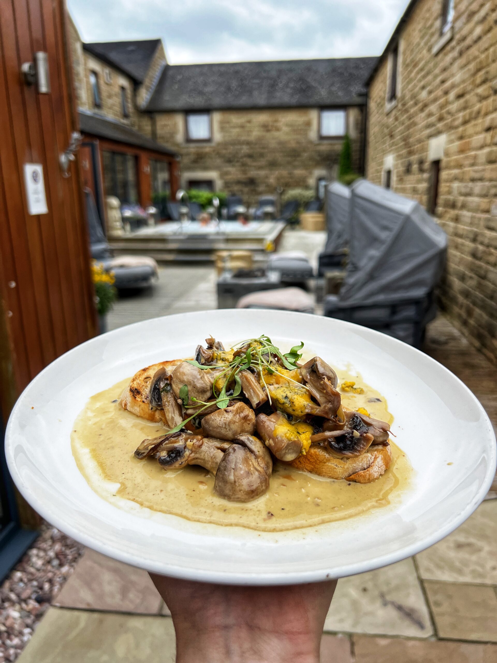 Blue cheese and mushrooms on toast