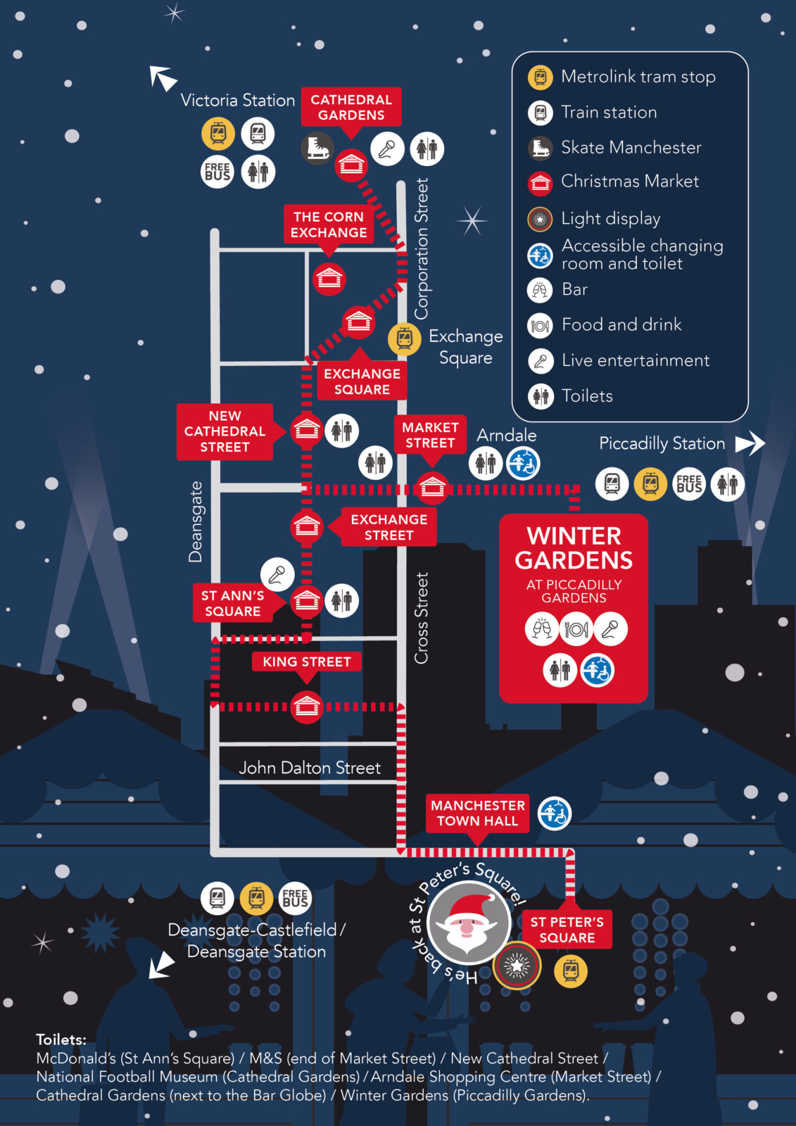 Map of the 2024 Manchester Christmas Markets