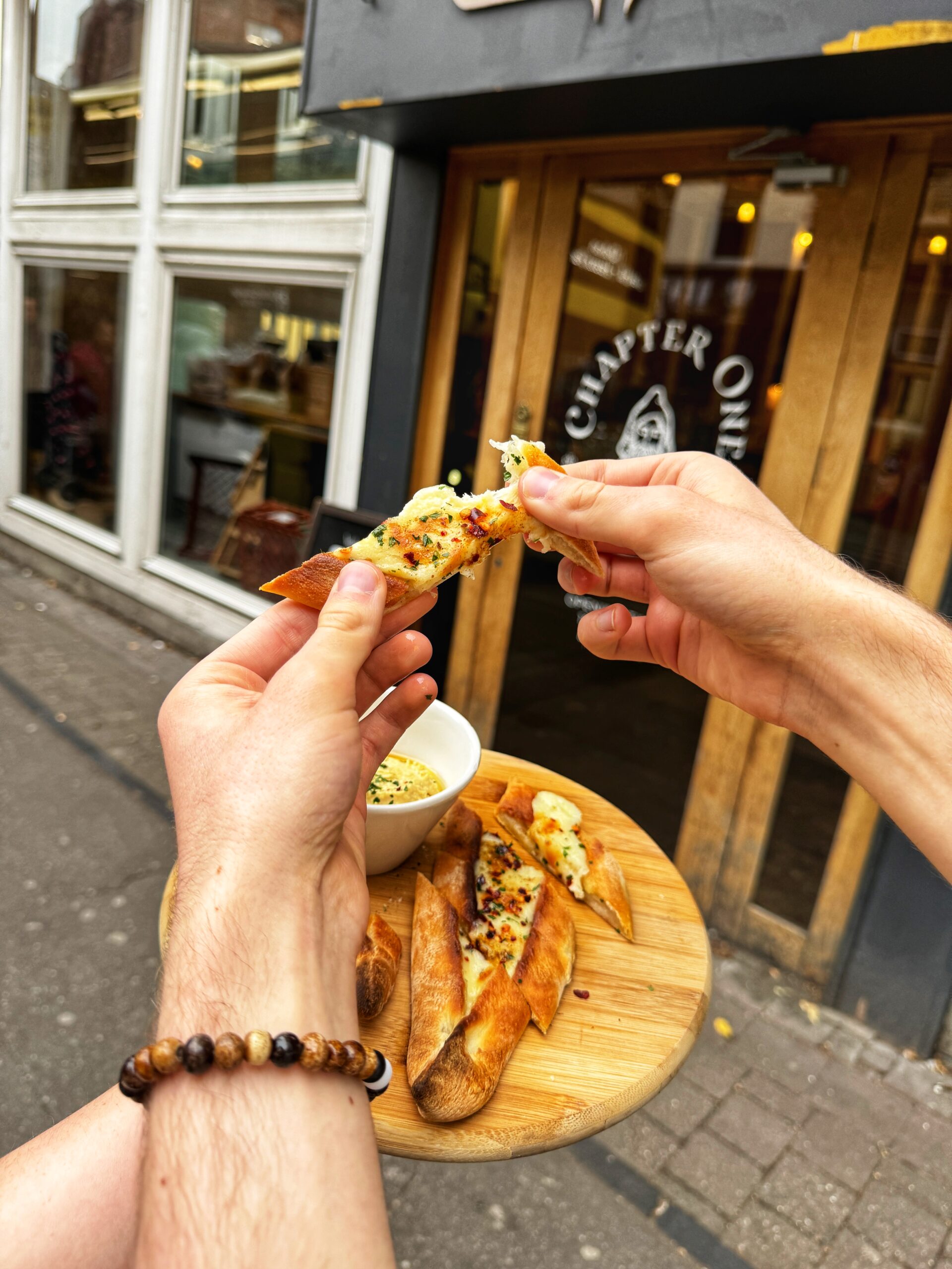 The ultimate foodie fuel - cheesy garlic pide at Gulf