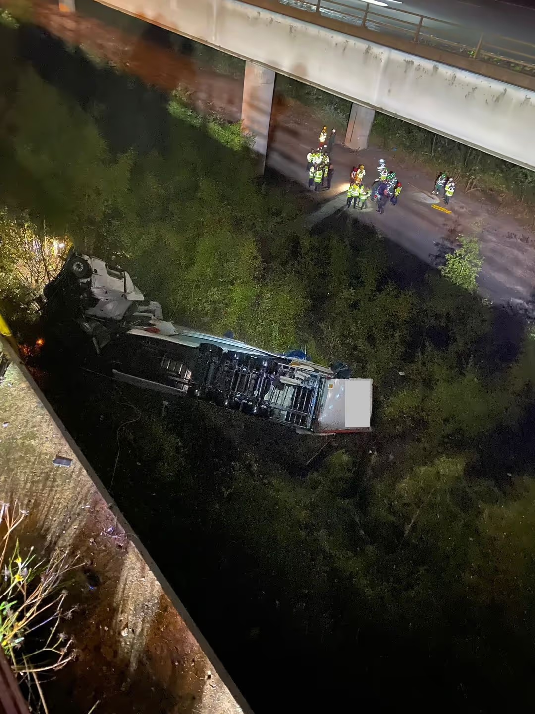 In photos: the scene where the lorry fell from the Thelwall Viaduct on the M6