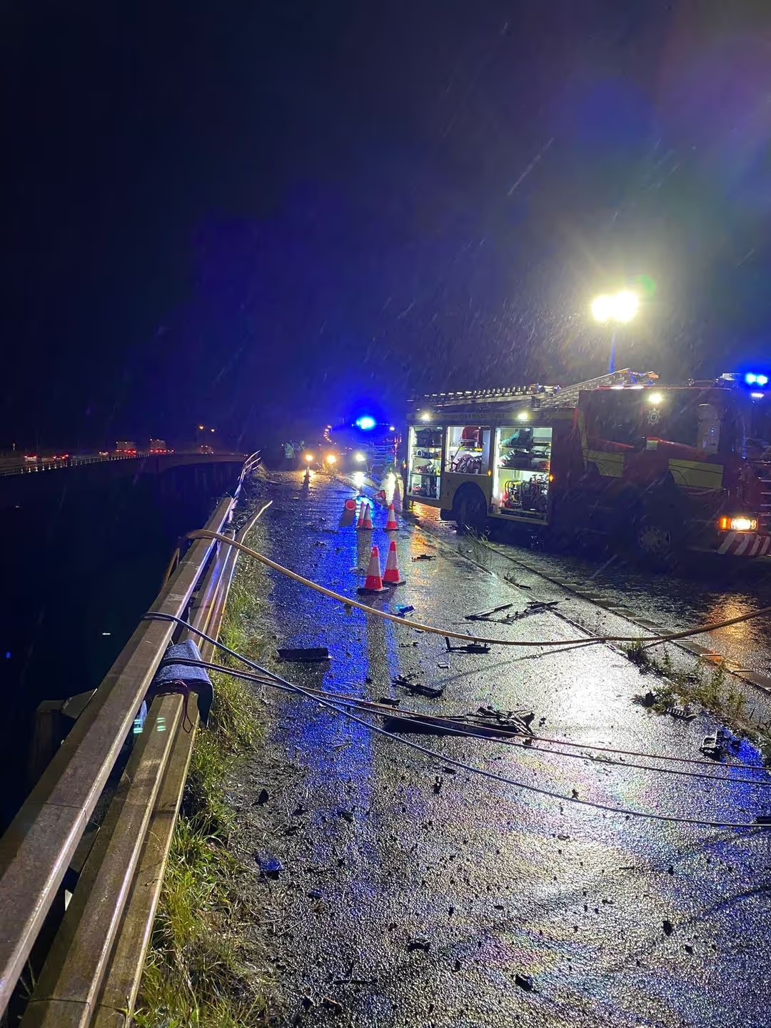 In photos: the scene where the lorry fell from the Thelwall Viaduct on the M6