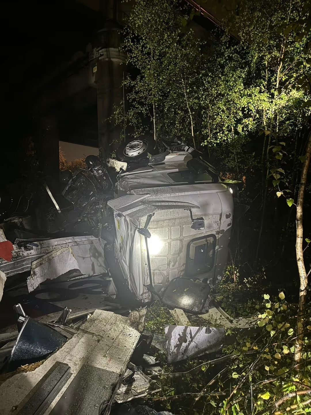 In photos: the scene where the lorry fell from the Thelwall Viaduct on the M6