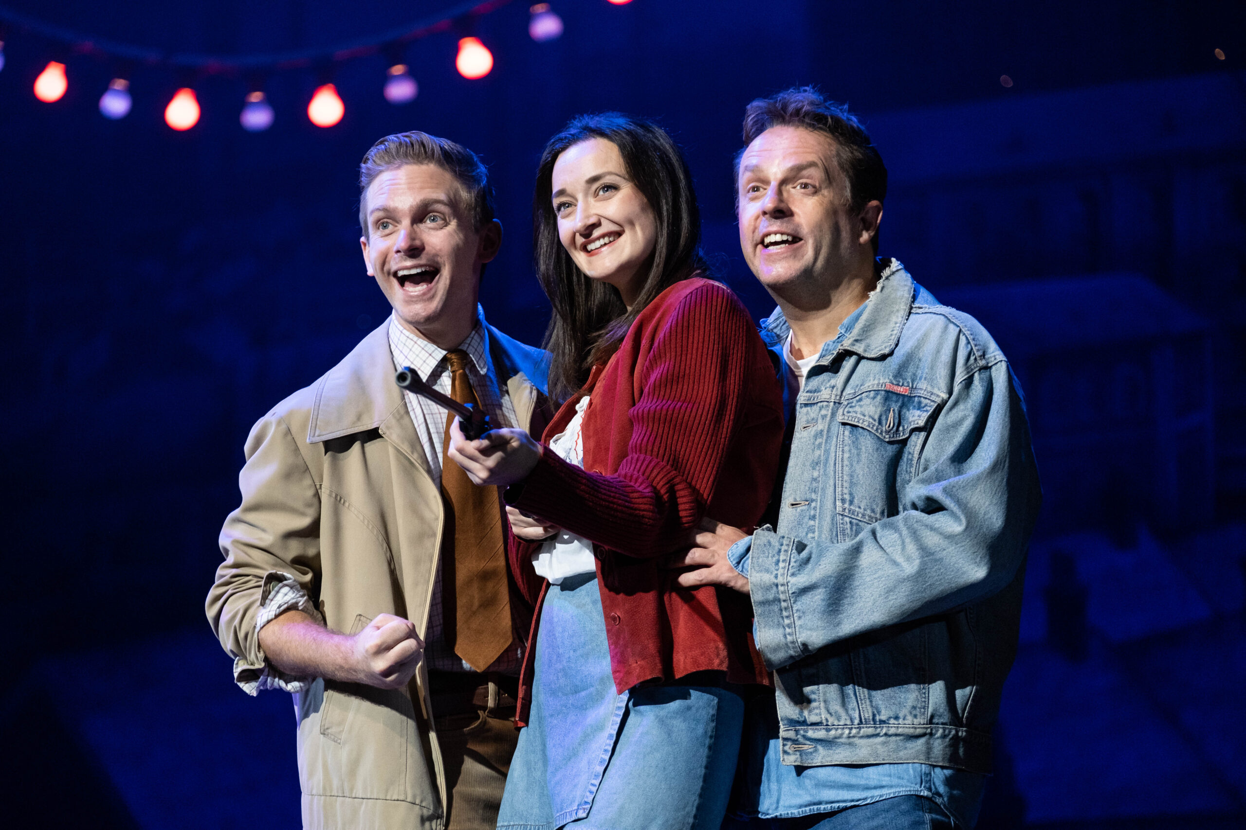 Sean Jones, Gemma Brodrick and Joe Slight in Blood Brothers in Manchester. Credit: Jack Merriman