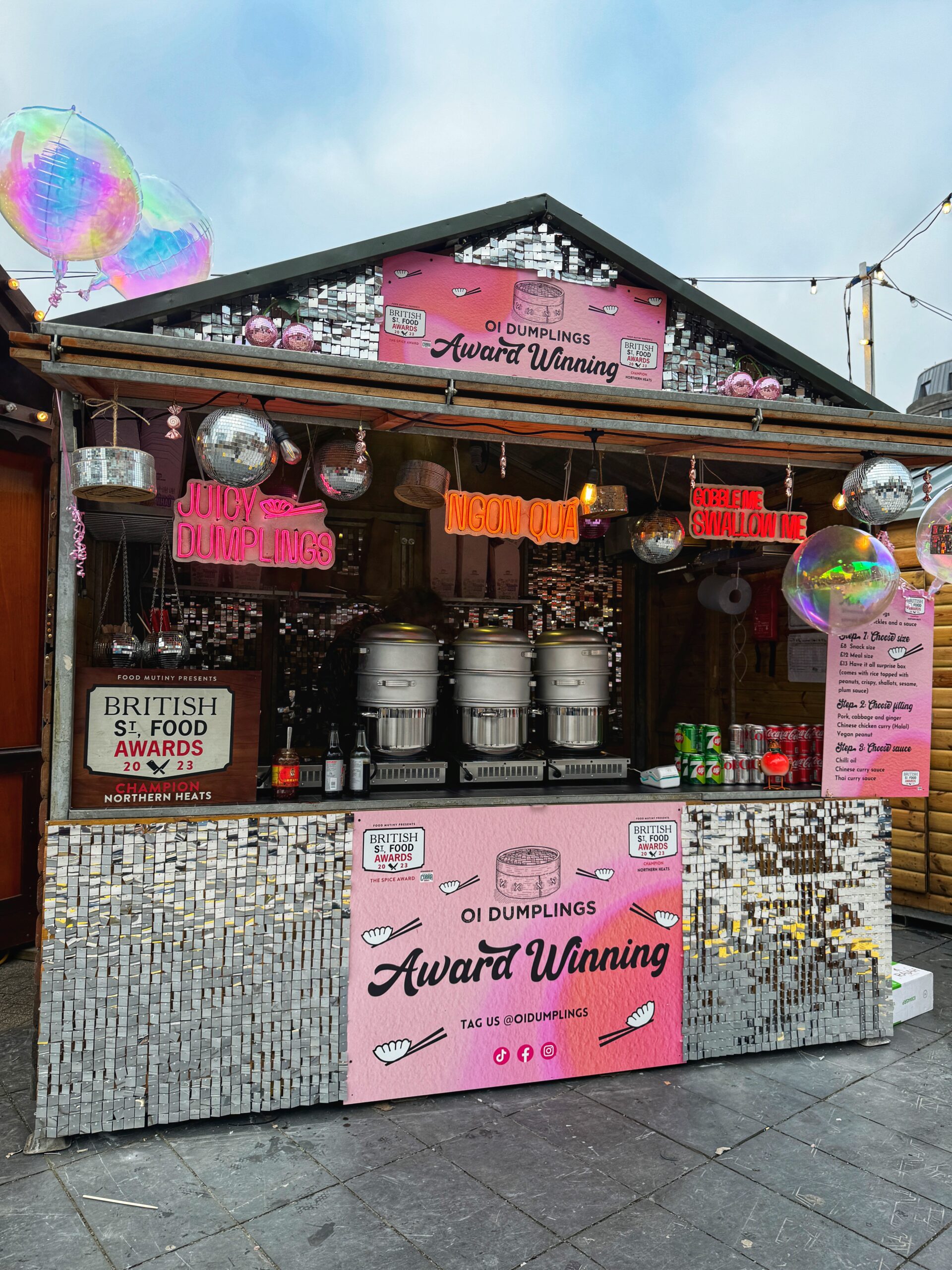 Oi Dumplings are back with a disco ball shed at the Manchester Christmas Markets