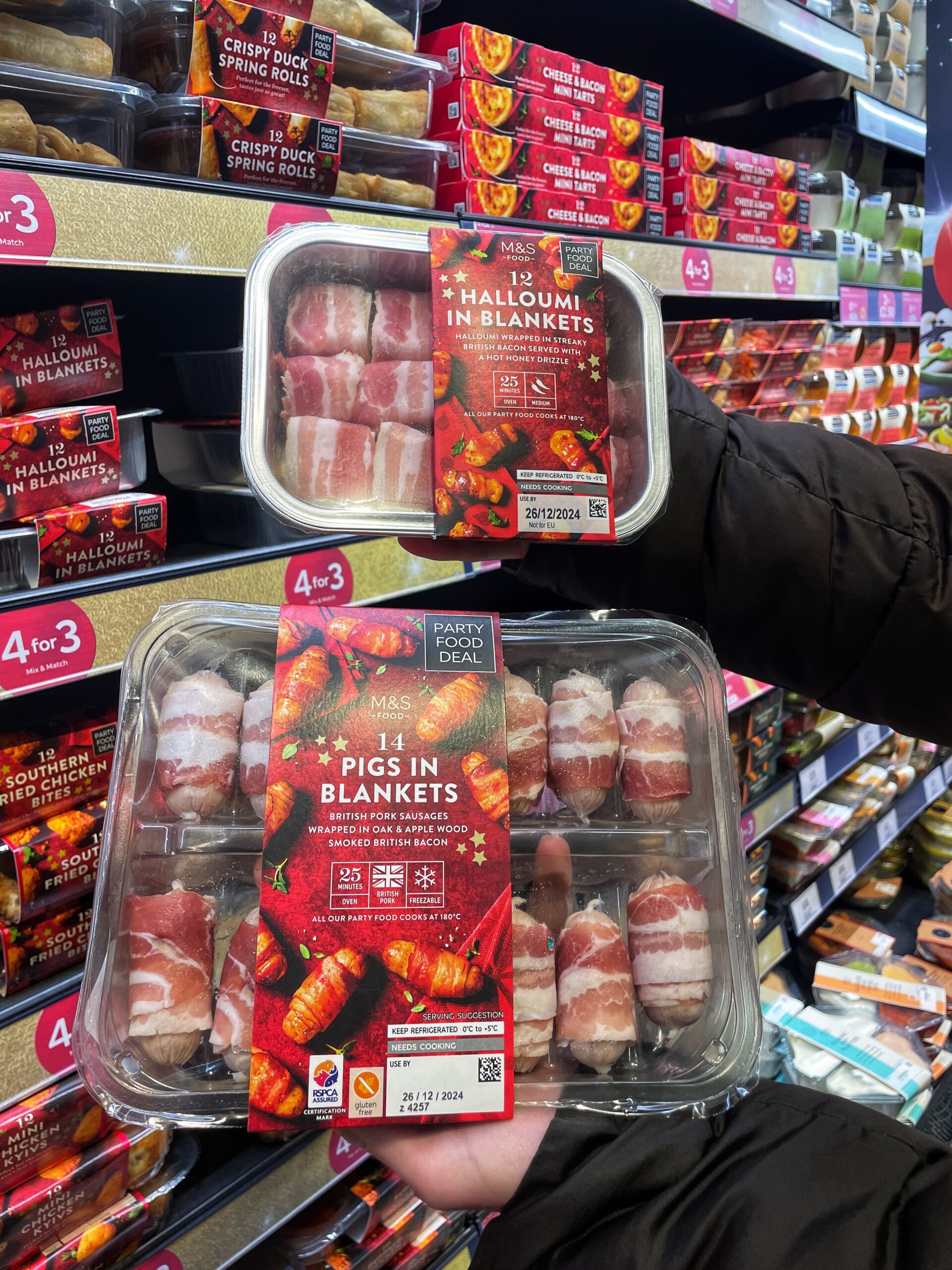 M&S pigs in blankets and halloumi in blankets