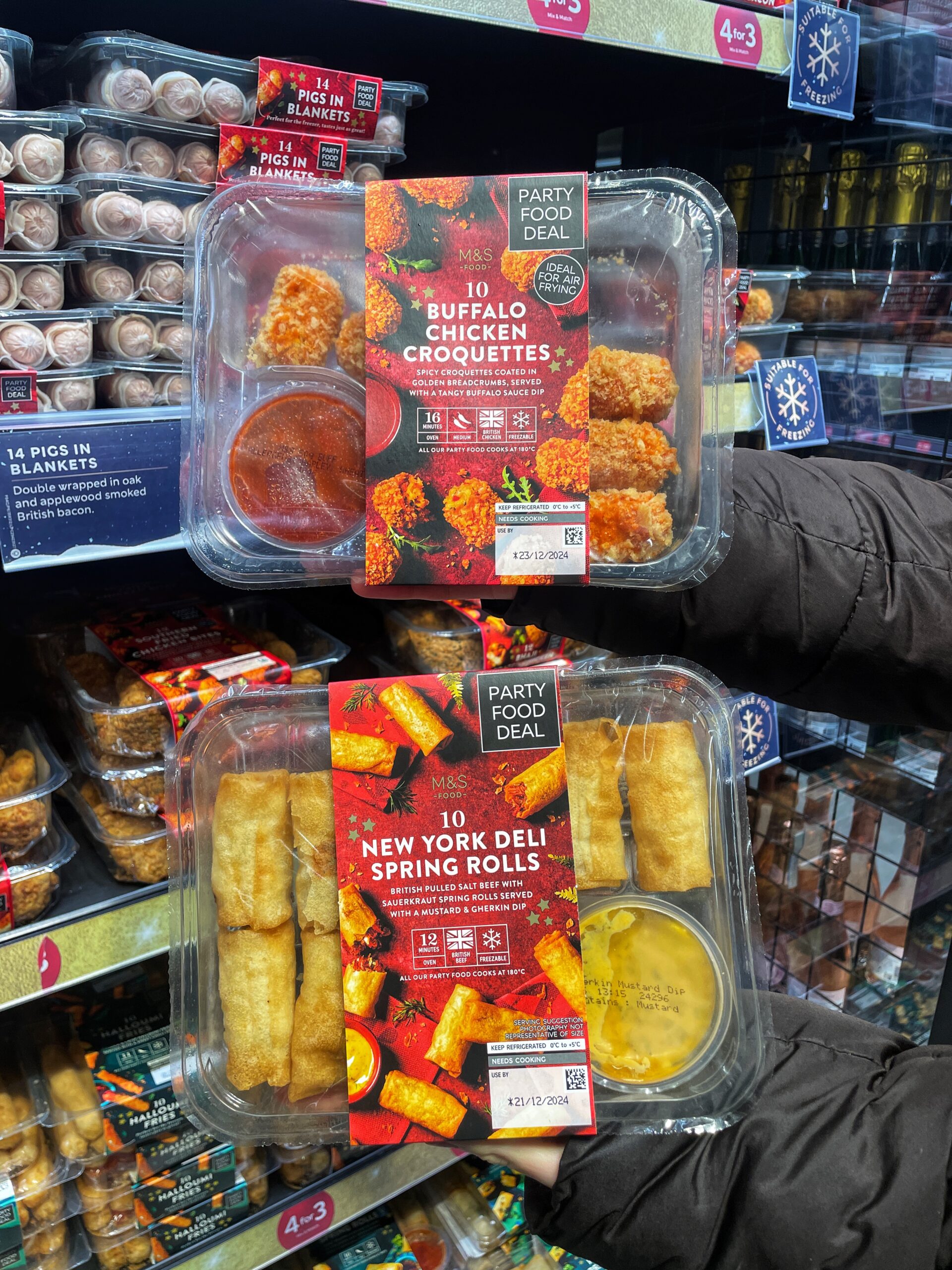 Buffalo chicken croquettes and New York deli spring rolls at M&S