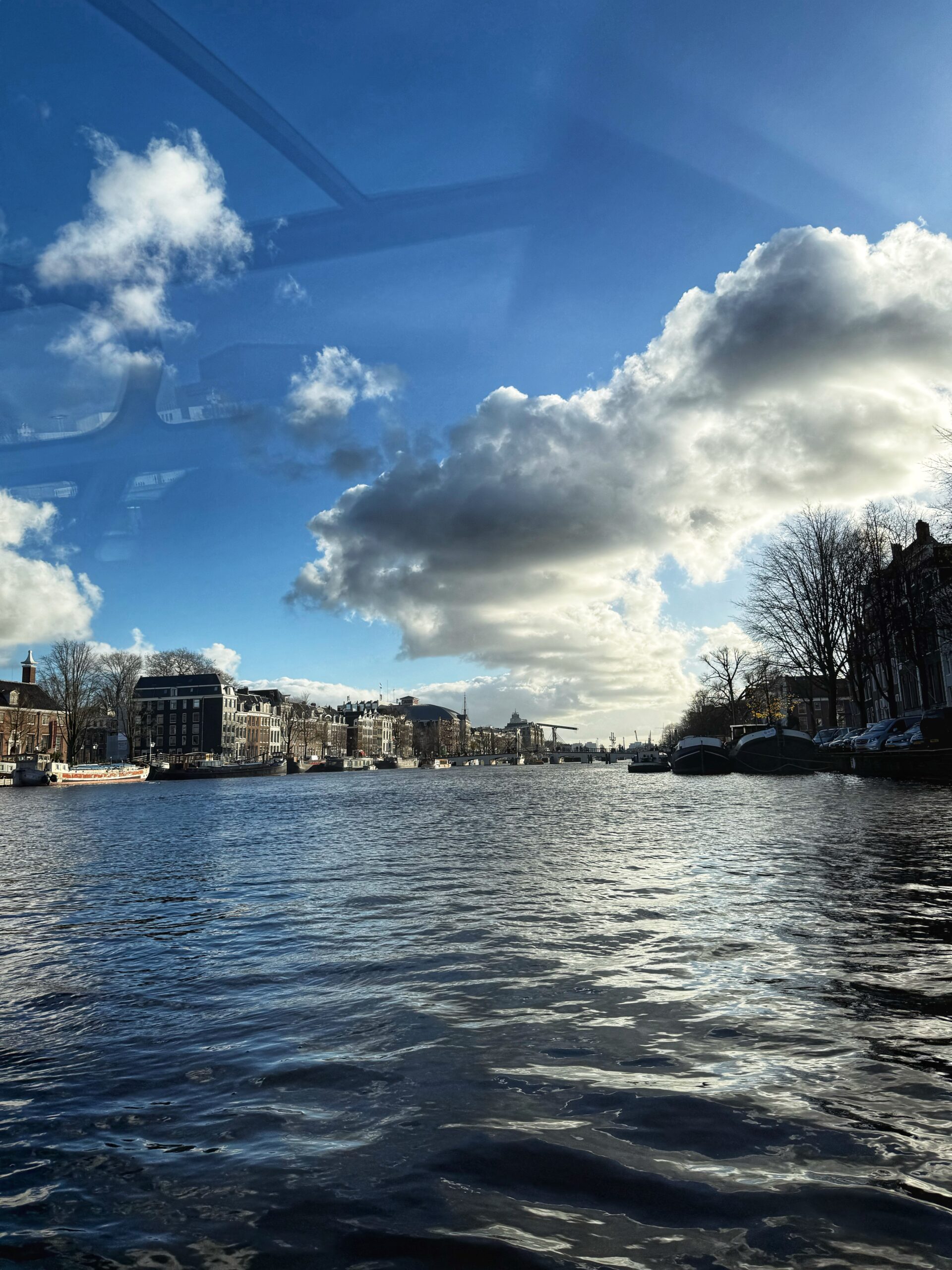 The view from a canal boat tour in Amsterdam on a mini cruise