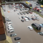 New Year's Day flooding at Meadow Mill in Stockport. Credit: TikTok, hannahbeauc