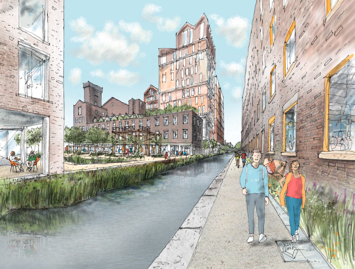 The new 'woodland town' will be built along the canal