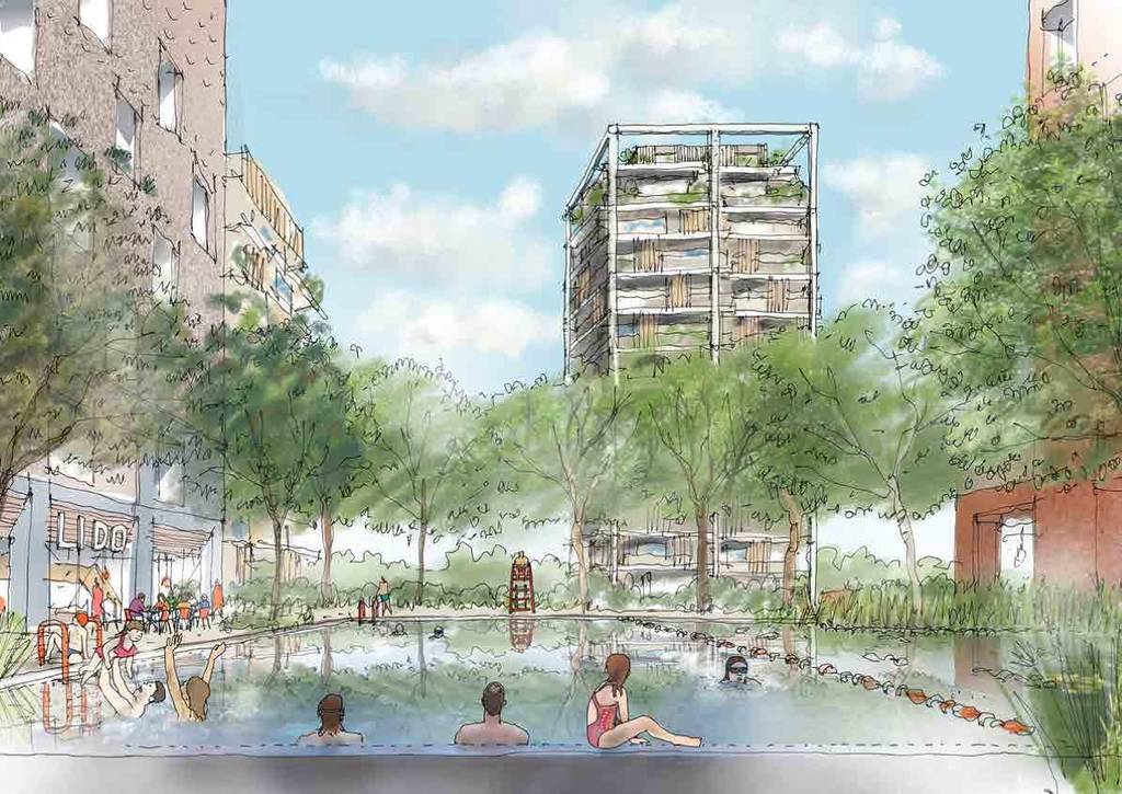New illustrations show how the Holt Town Lido could look. Credit: Manchester City Council