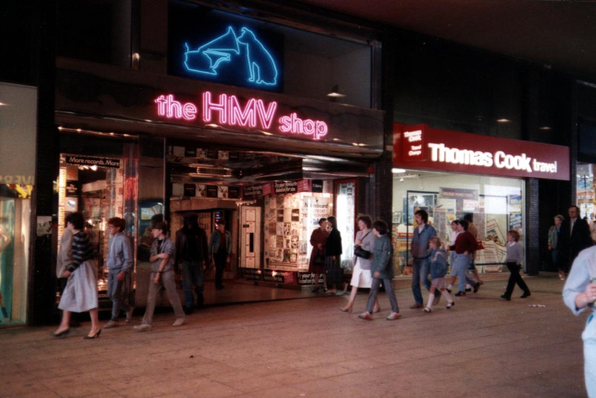 The old HMV shop on Market Street across from Boots.