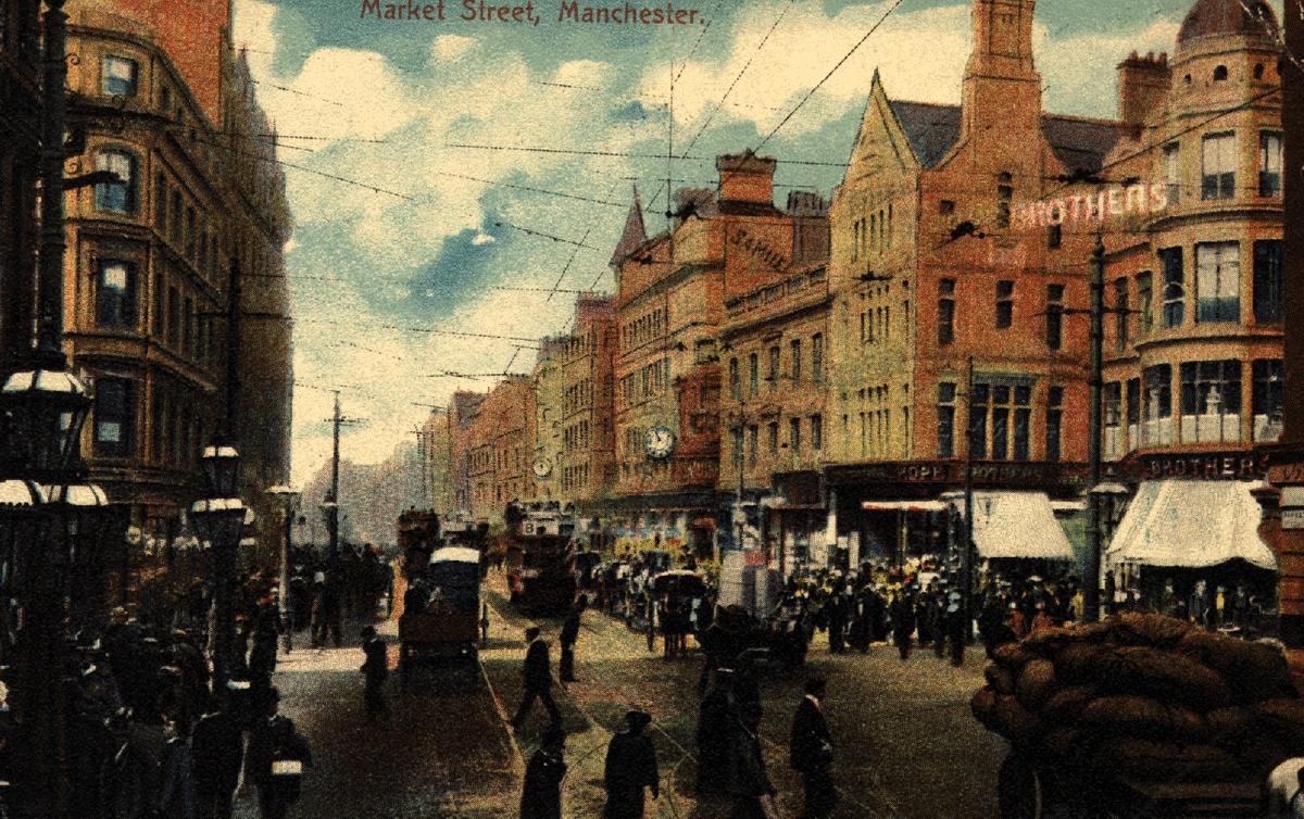 Market Street through the years. Credit: The Manchester Library