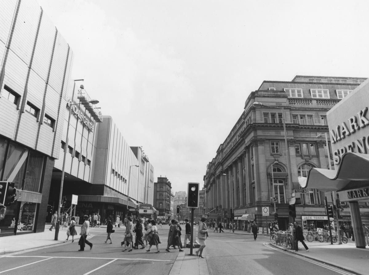 Manchester's streets through the years, Market Street/ Cross Street, M&S and Royal Exchange Theatre